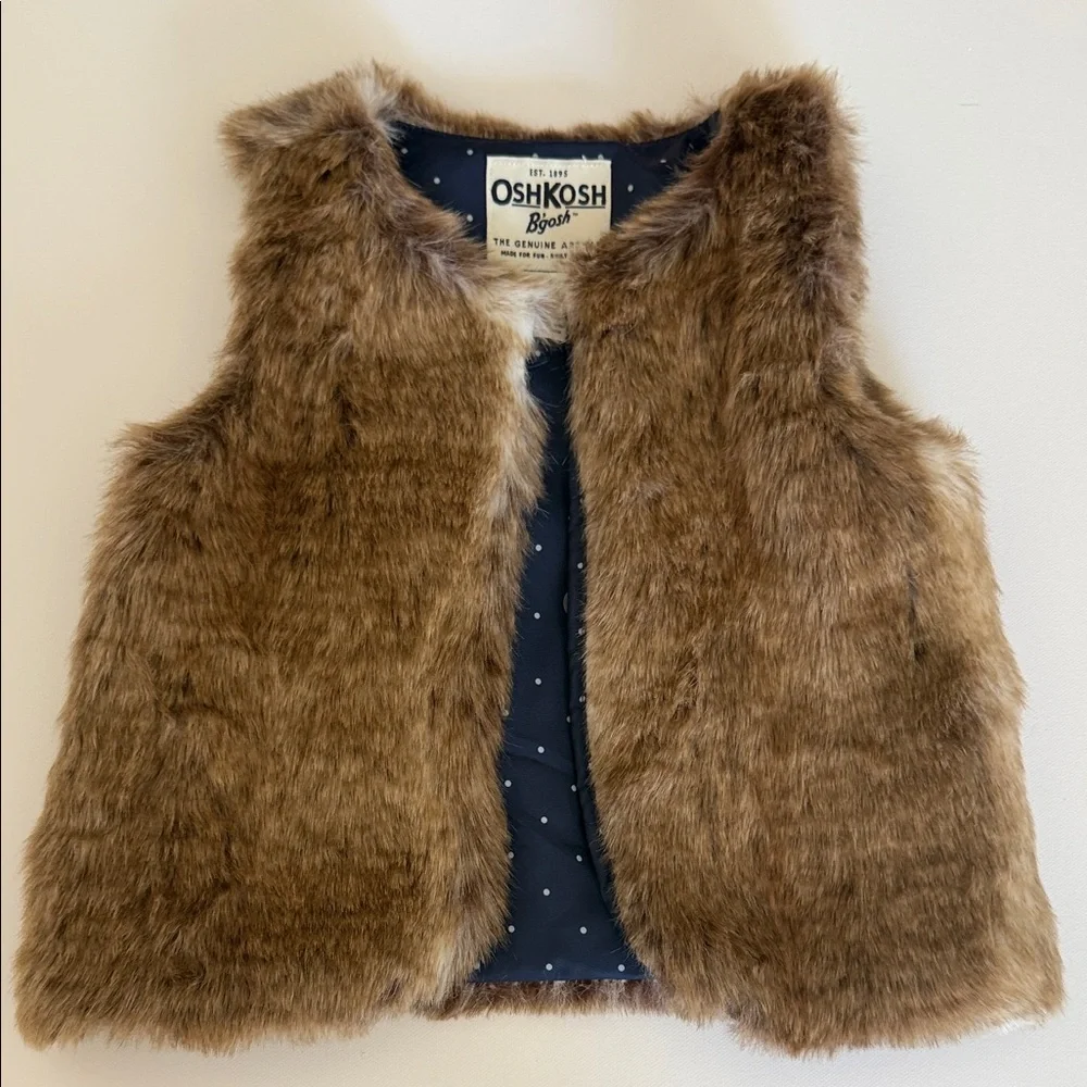 OshKosh B'gosh Brown Faux Fur Vest - Picture 6 of 7
